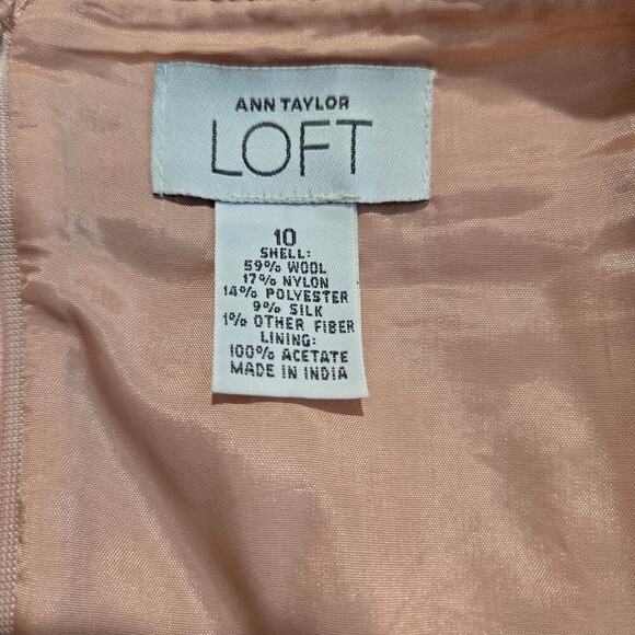 Ann Taylor LOFT Pink Tweed Herringbone Skirt A-line Women's Sz 10 Wool Silk - Picture 8 of 8